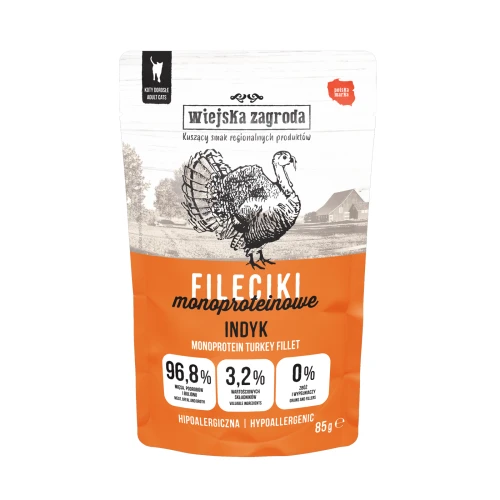 Karma-mokra-dla-kota-Wiejska-Zagroda-Fileciki-Indyk-dorosly-85g.webp