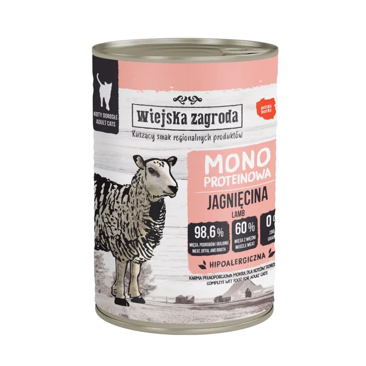 Karma-mokra-dla-kota-Wiejska-Zagroda-Jagniecina-monoproteinowa-400-g.webp