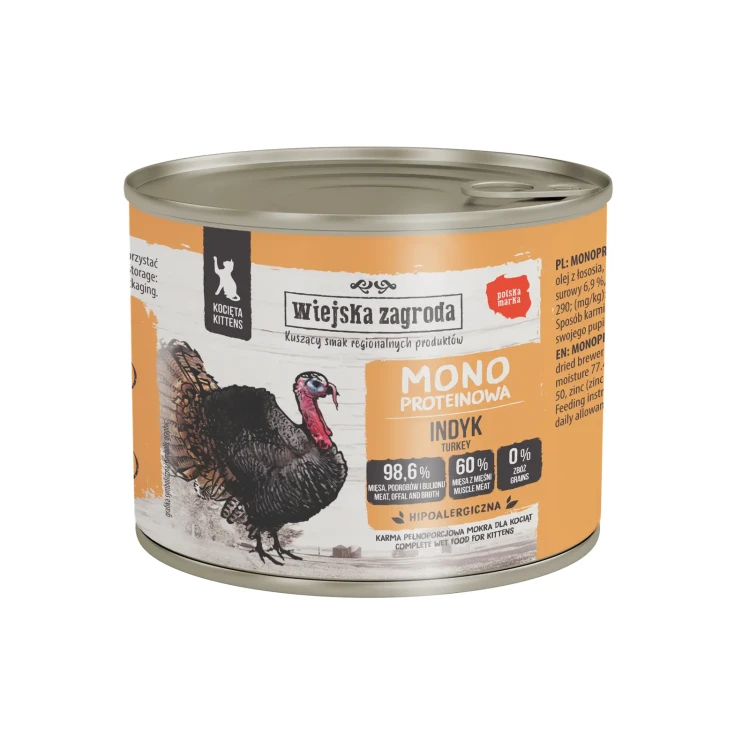 Karma-mokra-dla-kota-Wiejska-Zagroda-Indyk-monoproteinowa-200-g-kociak.webp