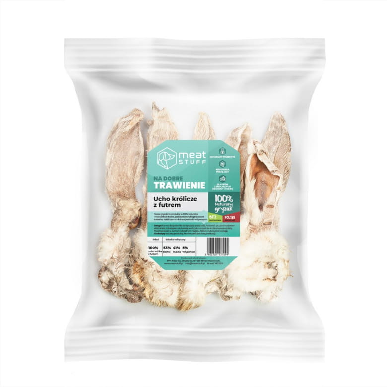 MeatStuff - Ucho królicze z futrem 250g