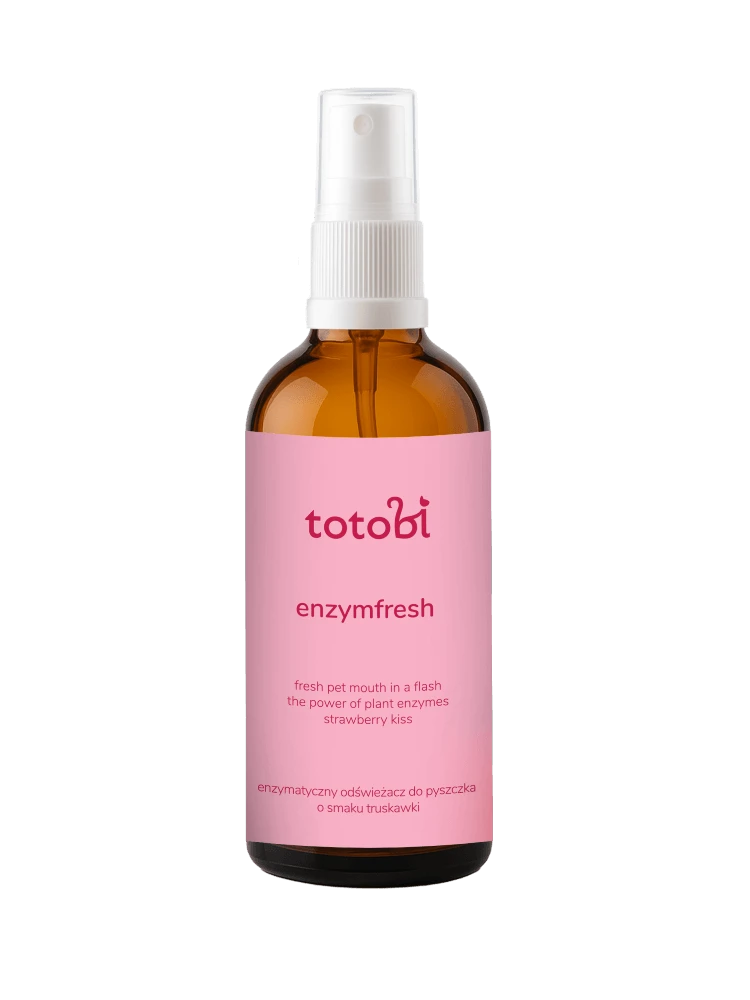 Totobi - Enzymatyczny odświeżacz do pyszczka dla psa i kota o smaku truskawkowym, 100 ml