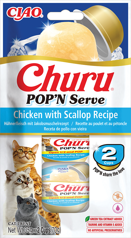 Inaba Churu POP’N Serve – Przysmak dla kota - Kurczak z przegrzebkami w galarecie 2x35g