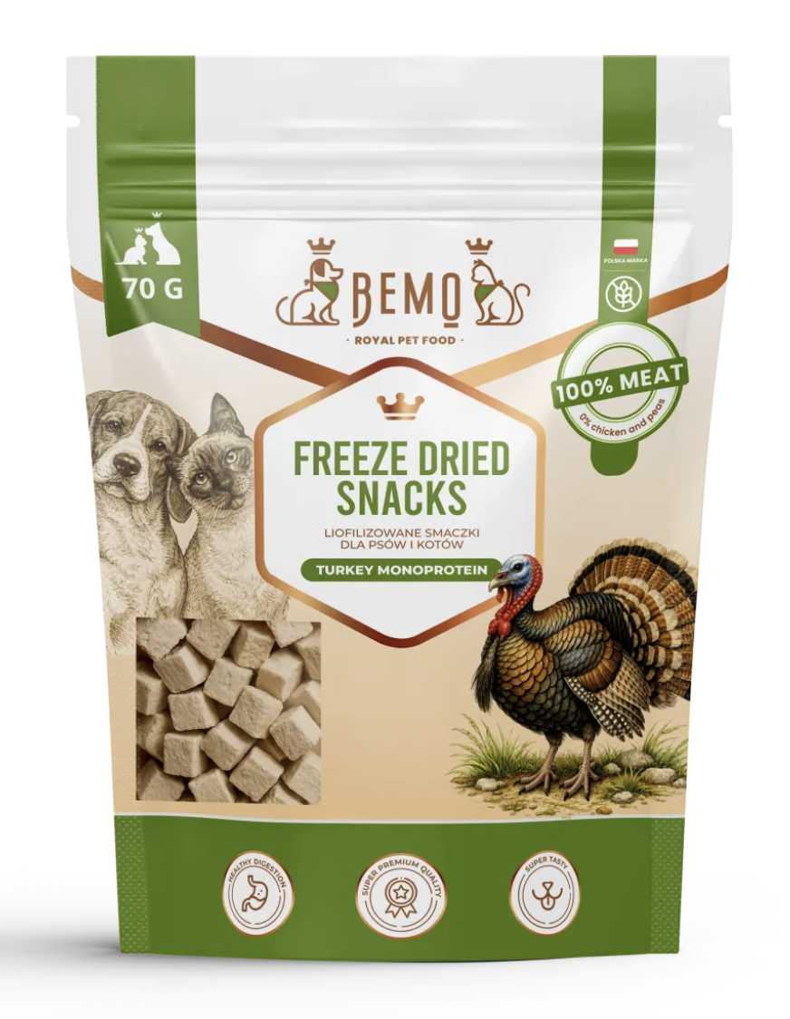 Bemo - Freeze Dried Meat Snacks - liofilizowane smaczki z mięsa indyka 70g